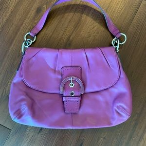 Purple leather coach purse